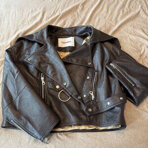 Nanushka Black Cinch Faux-Leather Jacket